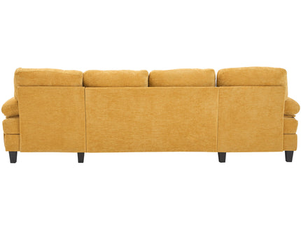 U-Shaped Sectional Sofa 103.5" Fabric Couch With Dual Chaise Lounges, Storage Pockets, Armrest Pillows