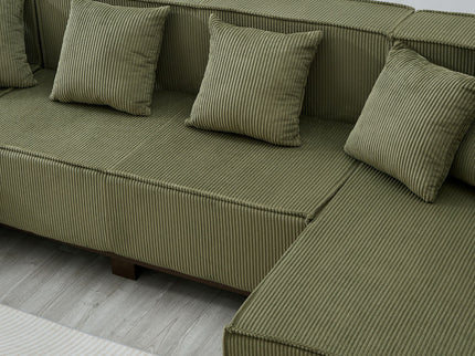 U-Shaped Sectional Sofa With RGB LED Light Strip And 6 Pillows