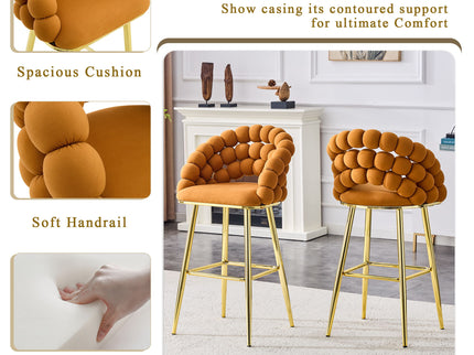 Bubble, Ball Chain Tufted Bar Chairs For Kitchen Island & Home Bar (Set of 2)