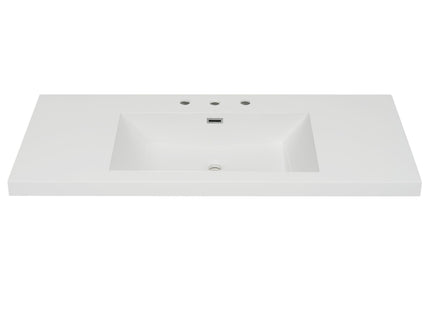 Vanity Top With 3 Faucet Holes, Rectangular Basin For Bathroom - White
