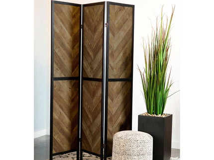 Herringbone - 3 Panel Screen - Brown