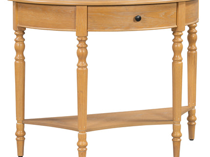 Half Moon Console Table With Drawer & Shelf