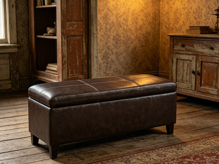 Rectangle Storage Ottoman Bench For Living Room - Brown