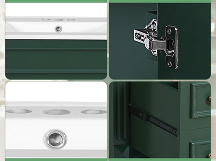 Bathroom Vanity With Sink, Compact Cabinet & 2 Drawers And Adjustable Shelf