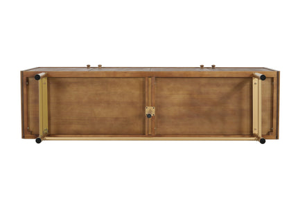 Modern Scandinavian 4 Door Sideboard Storage Cabinet With Adjustable Shelves - Brown / Gold