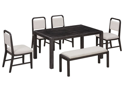 Extendable Dining Table Set With 4 Upholstered Chairs And 1 Bench