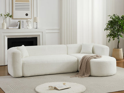 L - Shape Boneless Cloud Couch With 2 Throw Pillows For Living Room