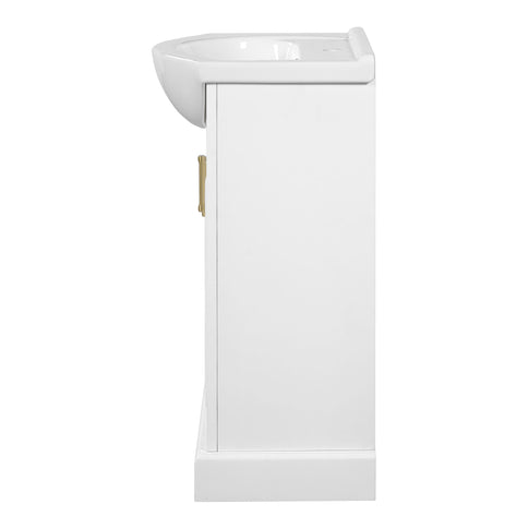 Bathroom Vanity With Bulged Sink, Cabinet, Soft-Close Door, Freestanding Single Unit