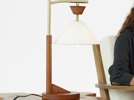 Nightstand Desk Lamp With Cone Shade For Eye Protection - Brown