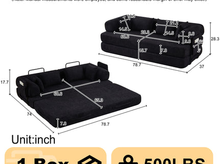 Convertible Sleeper Sofa Bed With Cylindrical Pillow