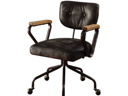 Hallie - Top Grain Leather Office Chair - Vintage Black