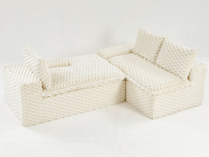 Modular Sofa, Convertible Twin Seat With Chaise Lounge