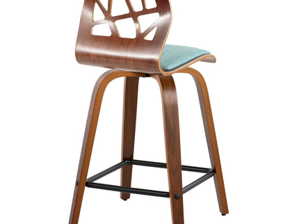 Folia - Mid Century Modern Fixed Height Counter Stool With Swivel With Square Footrest (Set of 2)