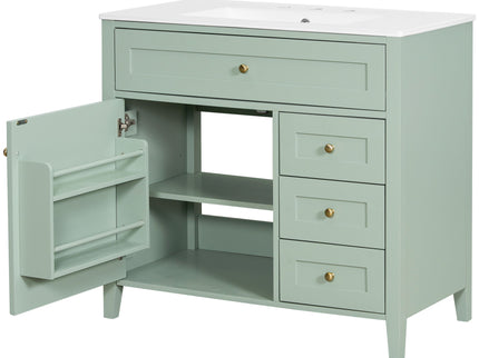 Bathroom Vanity With Sink, Cabinet With 3 Drawers And Adjustable Shelf