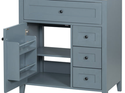Bathroom Vanity With Sink, 3 Drawers And Adjustable Shelf