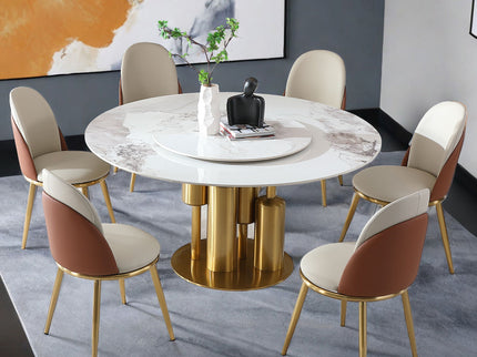 Modern Dining Chairs (Set of 2) With Gold Metal Legs - Beige