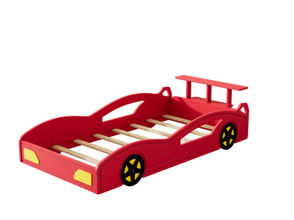 Wooden Race Car Bed, Car Shaped Platform Twin Bed With Wheels For Teens