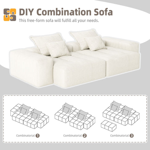 Modern Oversized Diy Combination Modular Sectional Sofa With Pillows