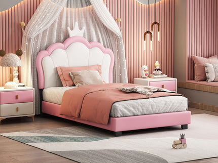 Upholstered Princess Platform Bed With Crown Headboard