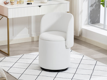 Barrel Chair With Built In Storage, 360° Swivel - Beige