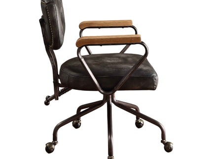 Hallie - Top Grain Leather Office Chair - Vintage Black