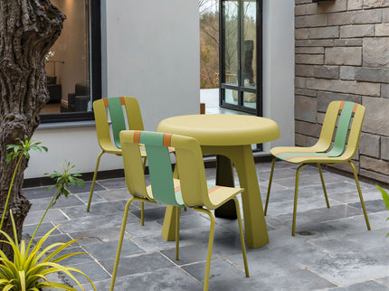 Modern Striped Blocking Single Chairs, Waterproof And Fade Resistant (Set of 4)