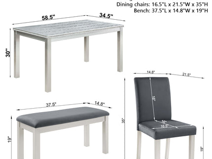 Dining Table Set, Table With A Rectangular Table And Upholstered Chairs