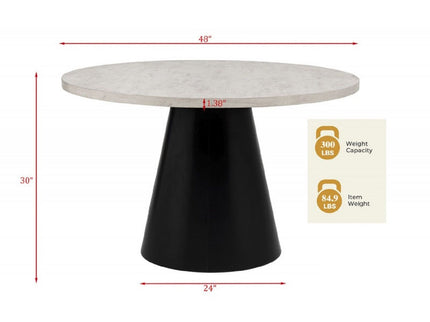 Dining Set With Round Table And 4 Upholstered Chairs - Black / Gray