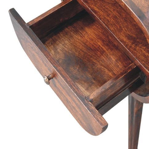 Nordic Circular Bedside Table With Open Slot - Walnut