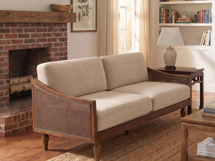 3 Seater Sofa With Rattan Armrests