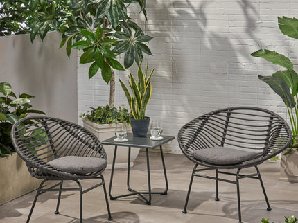 Cordella - Outdoor Woven Wicker Chairs With Cushions, (Set of 2)