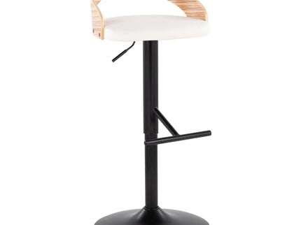 Grotto - Contemporary Adjustable Barstool With Swivel & Straight T Footrest (Set of 2)