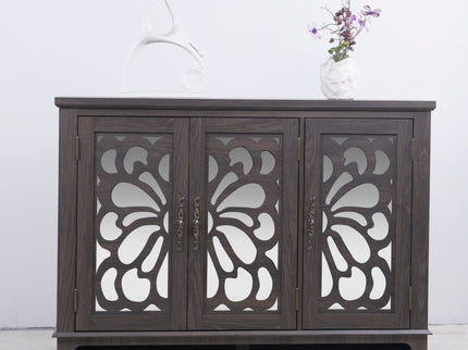 3 Door Mirrored Sideboard Cabinet With Adjustable Shelves