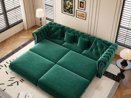 3 In 1 Convertible Sleeper Sofa Bed With Movable Ottoman