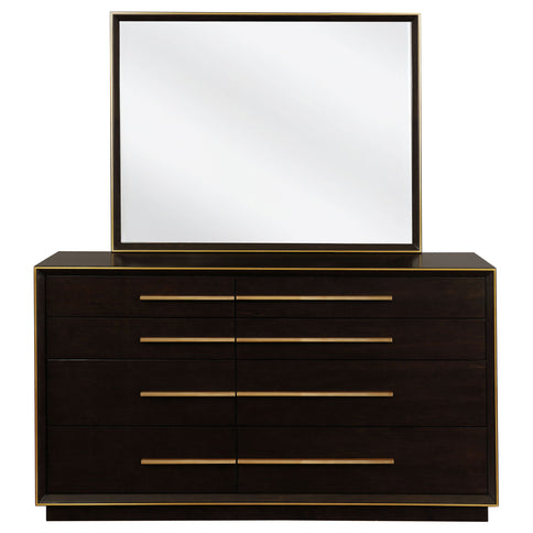 Prescott - 8 Drawer Dresser With Mirror - Smoked Peppercorn Brown