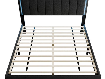 Bed With Channel Tufting And Built In LED Headboard