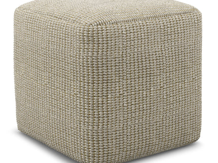 Zelma - Square Woven Outdoor / Indoor Pouf - Cream / Natural