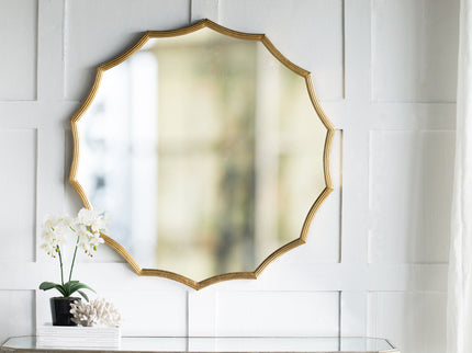 Round Sunburst Wall Mirror With, Wall Decor Mirror For Entryway Bedroom Living Room - Gold