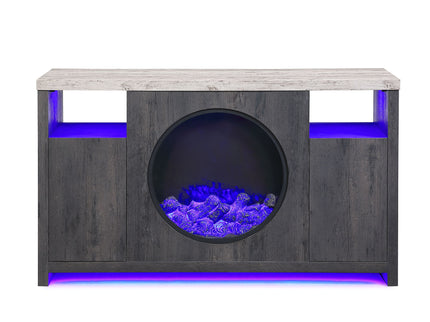 Nancy - Entertainment Unit With Bluetooth Speaker And LED Lighting - Gray