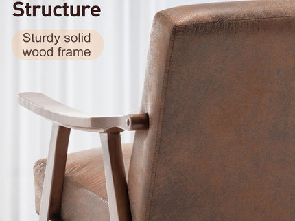 Mid Century Modern Accent Chair With Solid Wood Frame And Extra Thick Backrest