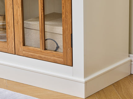 Rustic Style Display Cabinet With Glass Doors For Collectibles