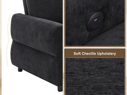 Convertible Sofa Bed Loveseat With Adjustable Backrest And USB Ports