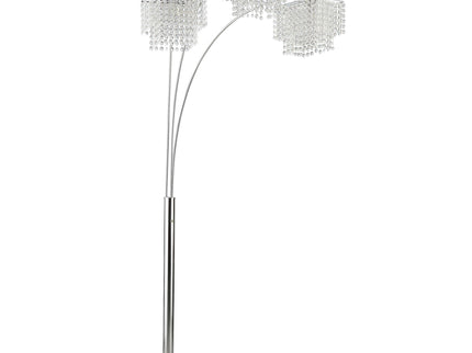 Bali - Shores Hanging Crystal Arc Floor Lamp Floor Lamp - Chrome