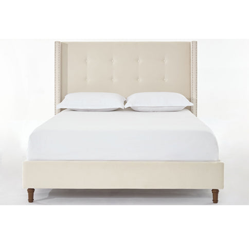 Peyton - Upholstered Bed With 54" High Headboard, Traditional Hand Buttoned Tufting