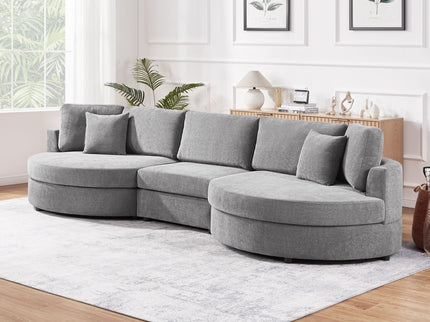 Modern 3 Seater Upholstered Sofa With Curved Design