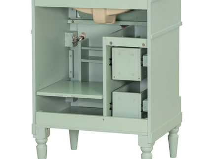 Freestanding Bathroom Vanity With Sink, Adjustable Shelf & Flip Drawer