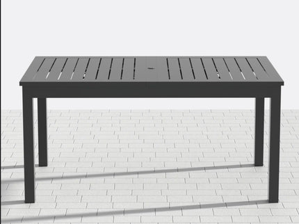 Extendable Outdoor Dining Table, All Weather, Slatted Top, Rust Proof - Gray