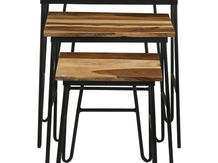 3 Piece Nesting Table With Hairpin Legs - Brown