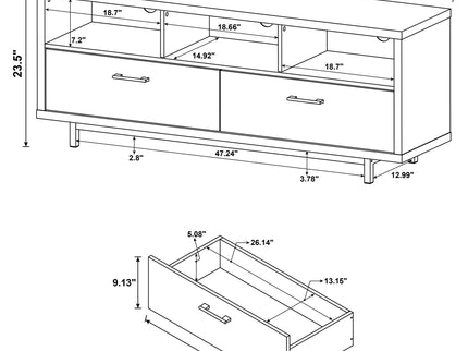 Drawer Storage TV Console - Brown