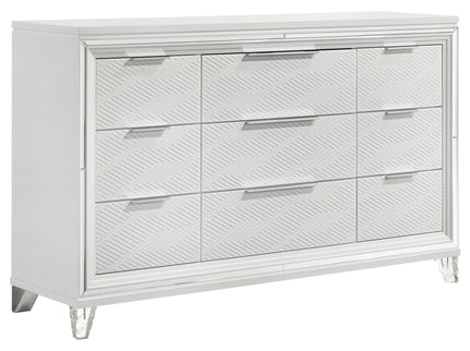 9 Drawer Dresser Cabinet With Picture Framed Fronts - White